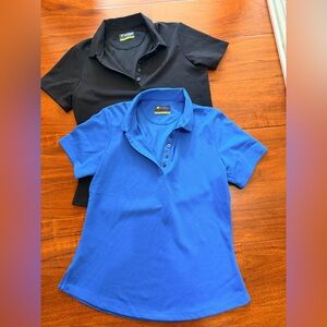 2 Women's golf Polo Shirt Set - Black and Blue size S